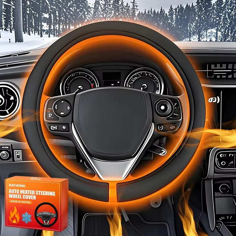 Universal 12V Heated Grip Winter Electric Heating Car Steering Wheel Cover Quick Warm in 3 Mins Anti-Slip Cover For Winter