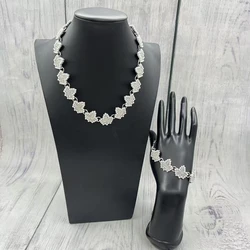 High quality handcrafted club college women's gift bracelet necklace set consisting of maple leaf pendants