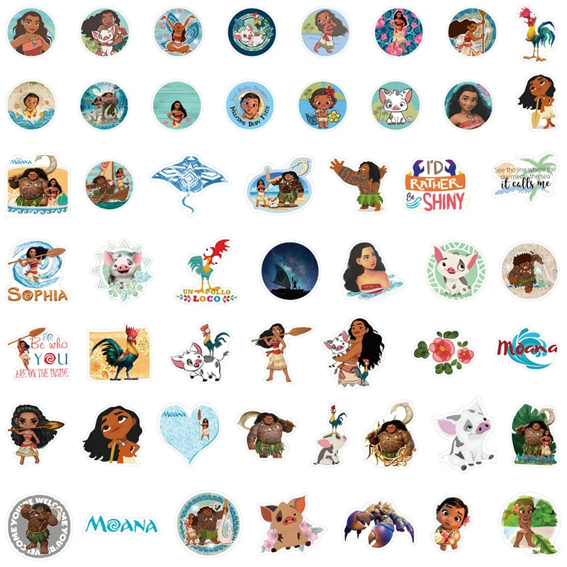 50PCS Moana adesivi Graffiti fai da te Cartoon Anime Figure Image Skateboard Computer chitarra bicicletta decorazione Sticker