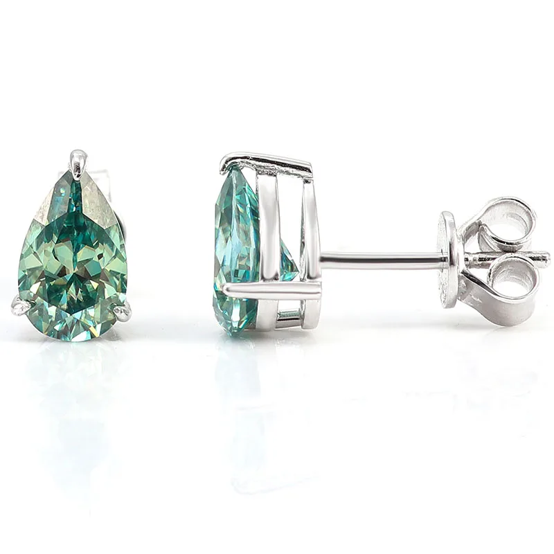 Provence 10K14k White Gold 2ct Moissanite Stud Earrings With Pear Cut 5*8mm For Women Party Wedding Anniversary Fashion Jewelry