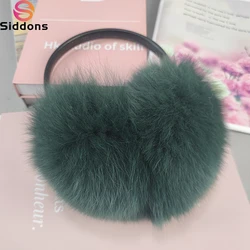 New Winter Real Fox Fur Earmuffs for Women Natural Fox Fur Scarves Dual use Genuine Warmer Plush EarMuff Outdoor Solid Fur Scarf