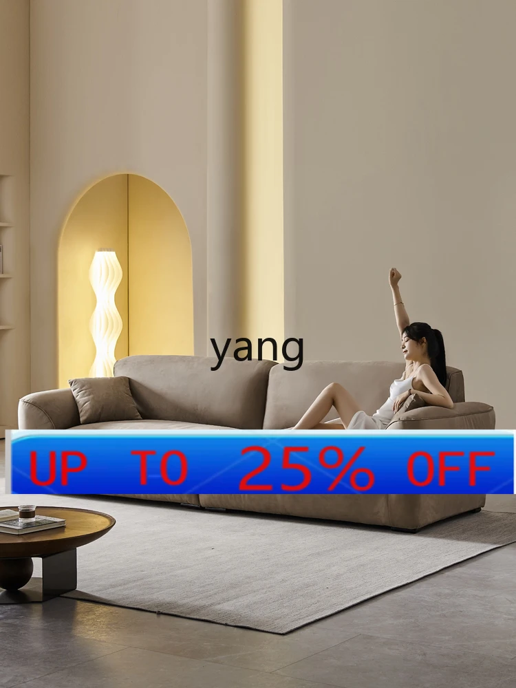 

LMM Italian light luxury cream wabi wind living room small apartment straight row matte technology cloth sofa
