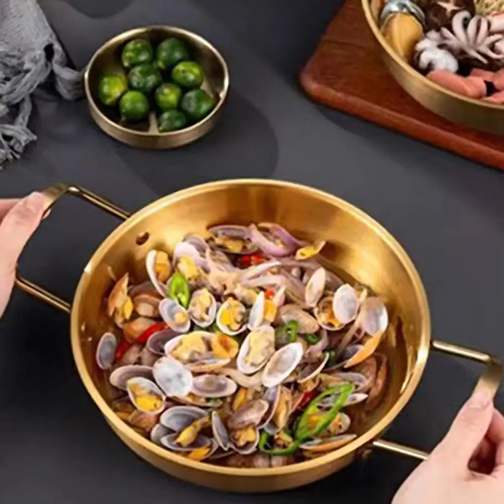 Food-Grade Korean Style Stainless Steel Saucepan Korean Noodle Pot Rust-Proof Multi-Purpose Cookware for Seafood Soup Pasta