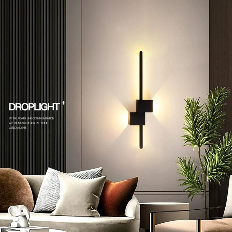 

Современный настенный светильник, светодиодный, черный, 60 см, белый свет/теплый свет, бра для гостиной, спальни, прикроватные тумбочки в помещении, настенные светильники для украшения дома