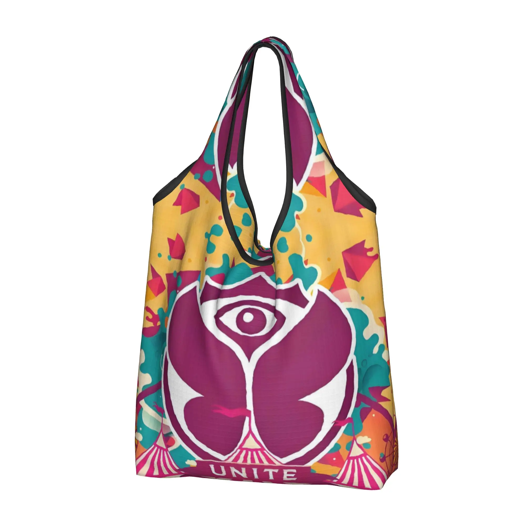 Custom Tomorrowland Shopping Bag Women Portable Big Capacity Groceries Belgian Electronic Dance Music Festival Shopper Tote Bags