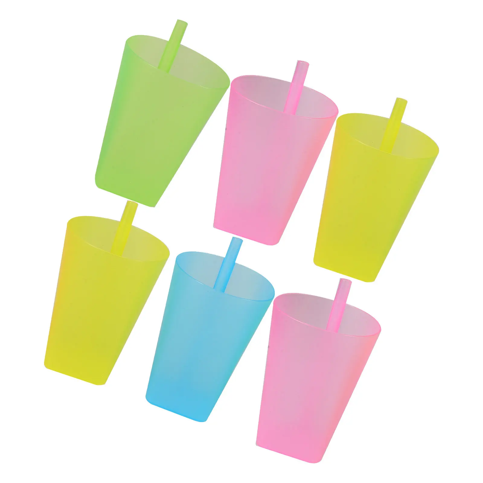 

6Pcs Sippy Cups for Kids Candy Color Plastic Drinking Cups with Built-in Straw Children Feeding Water Cup Sippy Cup