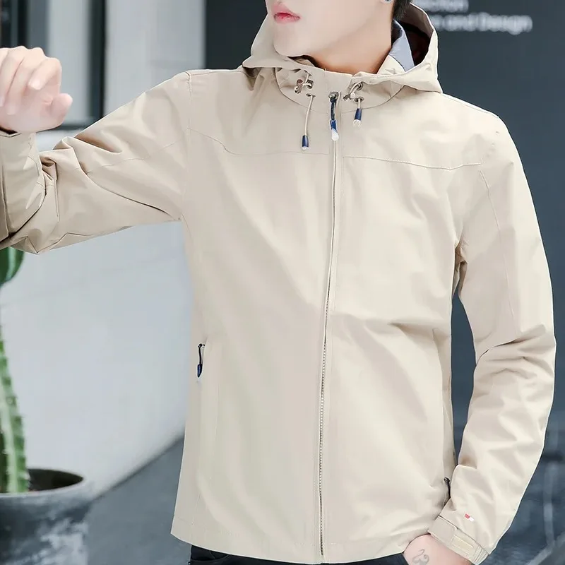 Men's Hooded Solid Spring Autumn Zipper Long Sleeve Pockets Drawstring Cardigan Jackets Coats Casual Loose Office Lady Tops