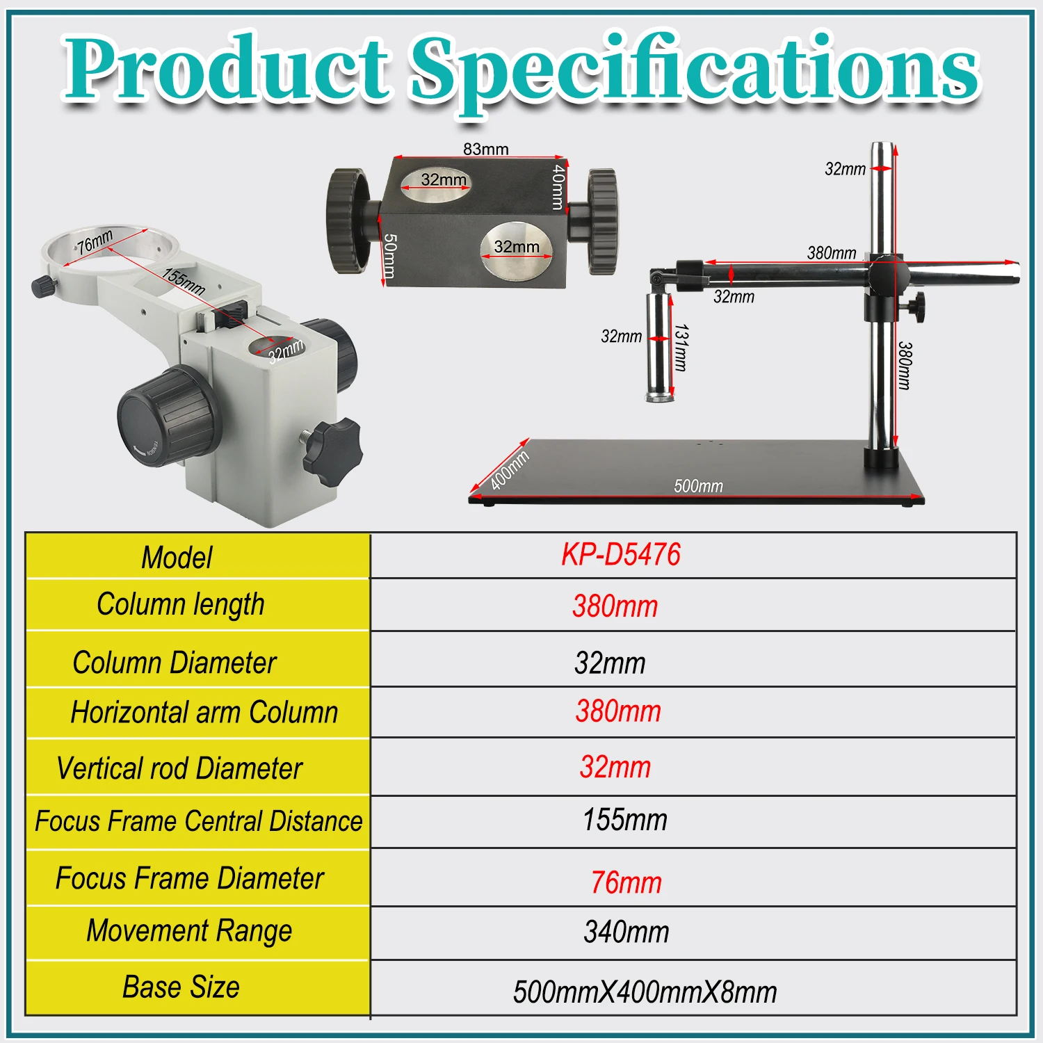 KOPPACE Large Platform Microscope Universal Adjustment Bracket 76mm Focusing Frame Base 500X400mm