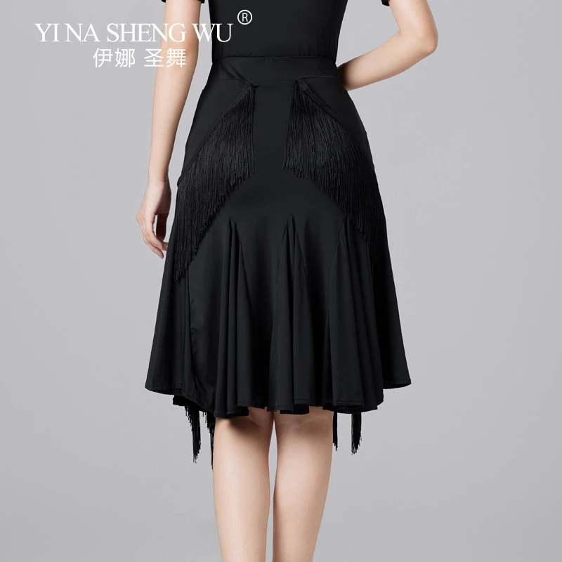 Women's Latin Dance Skirt Training Suit Female Adult Half Tassel Skirt Ballet Samba Tango Salsa Dancewear Lady Sexy Short Skirts