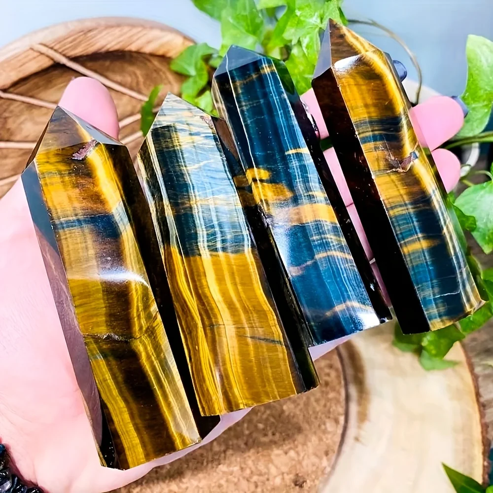 

1pc Boho Style Natural Tiger Eye Crystal Obelisk Wand, Home Decor, with Unique Gift for Christmas, Thanksgiving, Valentine'S Day