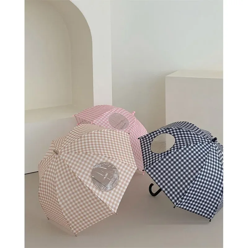 For Ins Style Retro Plaid Children Umbrella Baby Cute Street Photo Small Fresh Umbrella