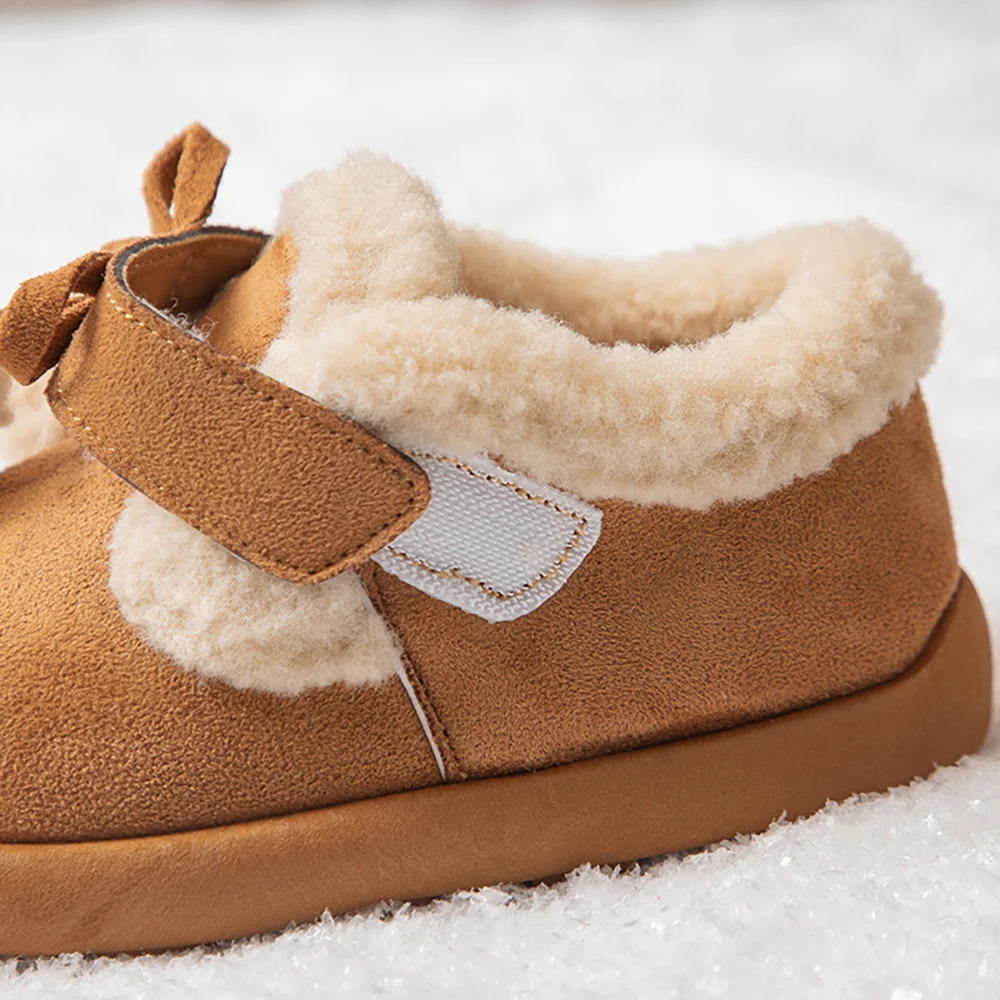 Faux Fur Winter Boots For Children Thick Warm Plush Snow Boots For Boys Girls Anti-slippery Thick Warm Cotton Shoes For Kids