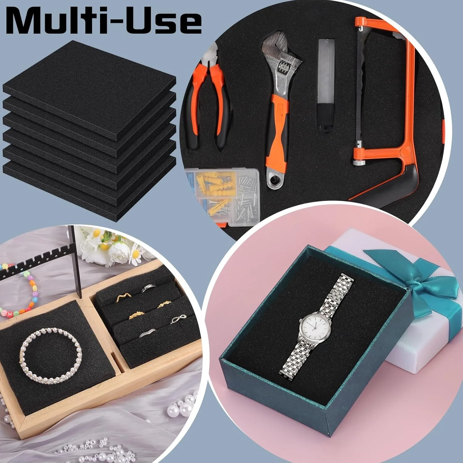 Pick Apart Foam For Toolbox  Shock-Absorbing Sponge Sheet Pre Cutting Foam Insert For Hard Flight Case Tool Organizer