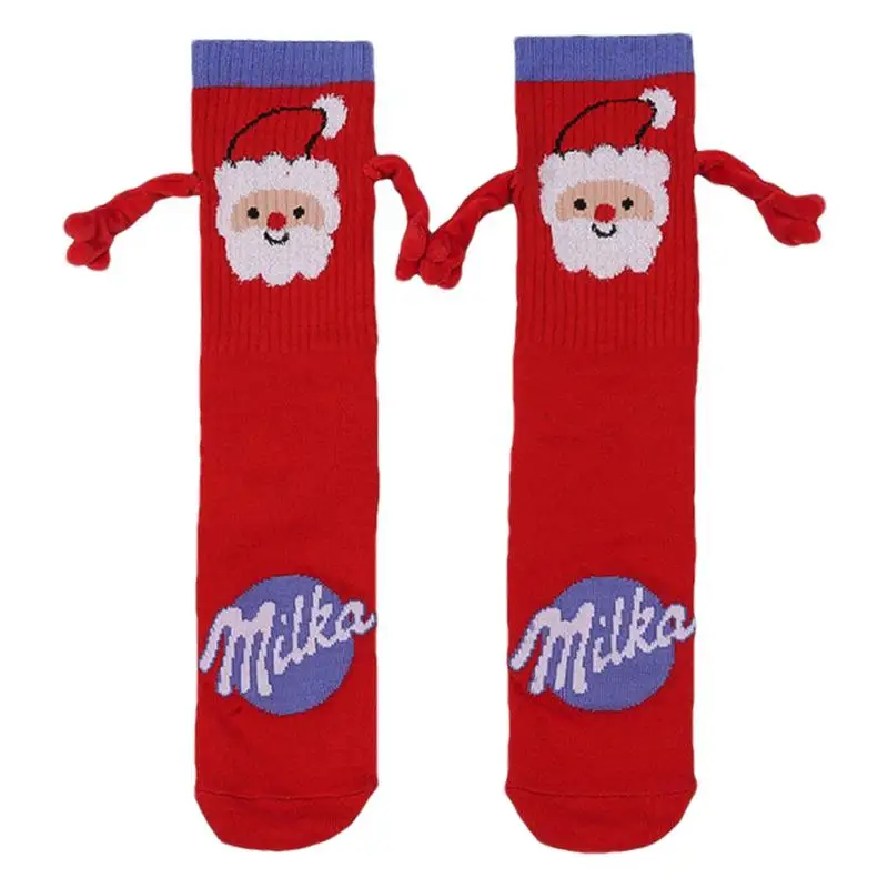 Hand In Hand Socks Fuzzy Christmas Magnetic Socks Couple Magnetic Hand Shake Socks Mid Tube Sock Funny Christmas Socks Halloween