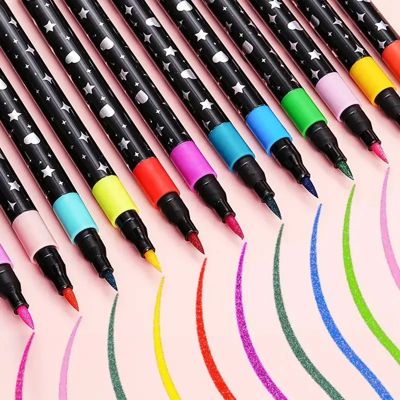 48/36/24/12 Color Glitter Pen, Water-Based Glitter Pen, Suitable for Graffiti Writing, Professional Office Art Supplies