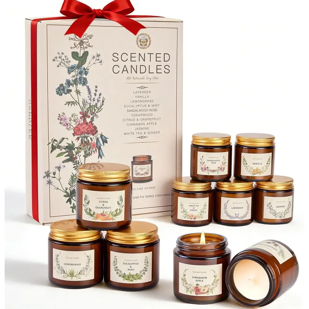

10-Pack 3.5oz Soy Wax Scented Candles, Long-Lasting Aromatherapy Gifts for Women, Perfect for Birthdays, Mother's Day, Thanksgiv