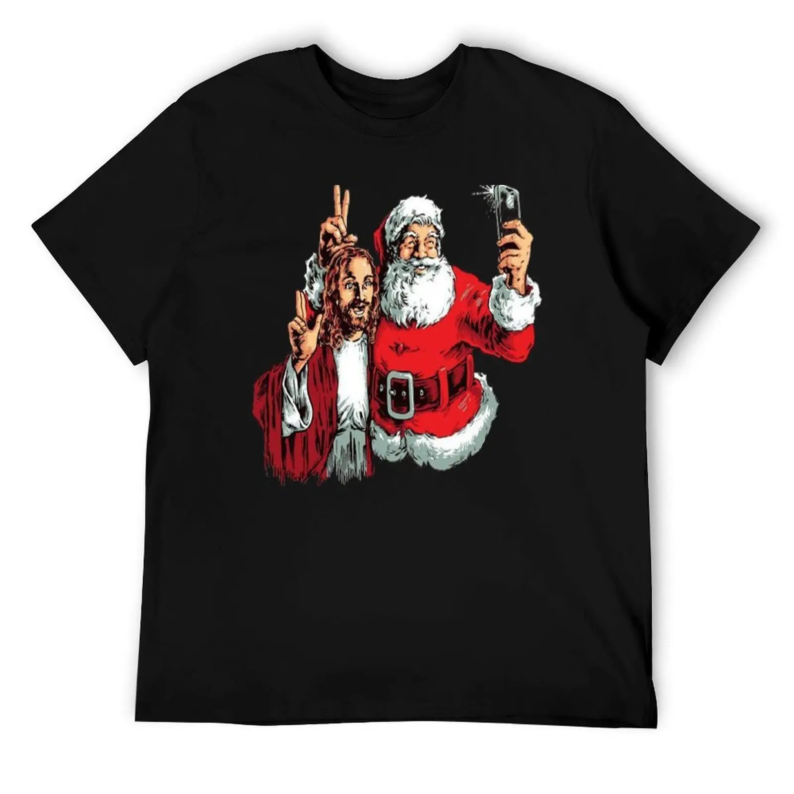 

Jesus and Santa selfie T-Shirt anime t shirts oversize t shirts for man cotton funny T-Shirt