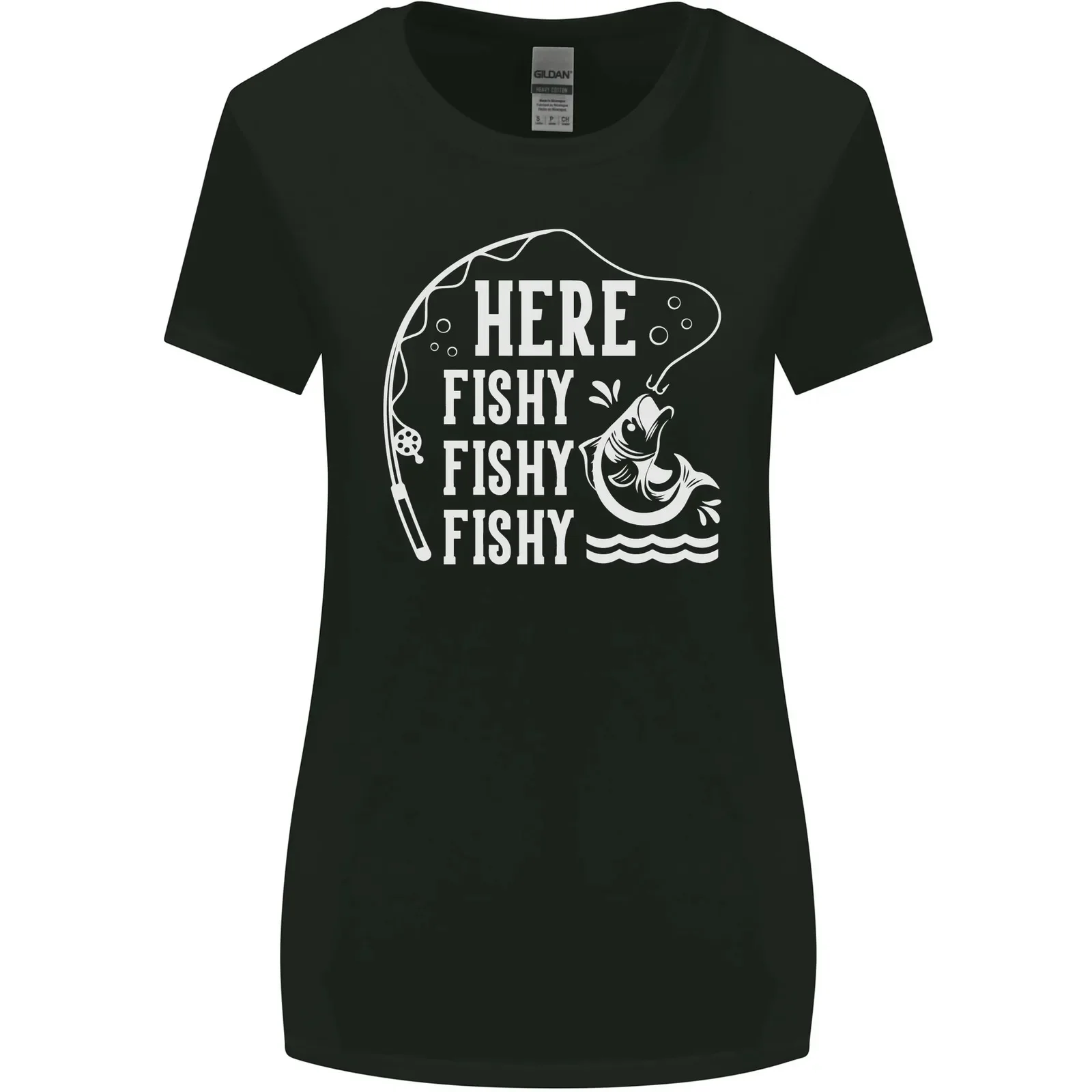 Here Fishy Fishy Funny Fishing Fisherman Womens Wider Cut T-Shirt