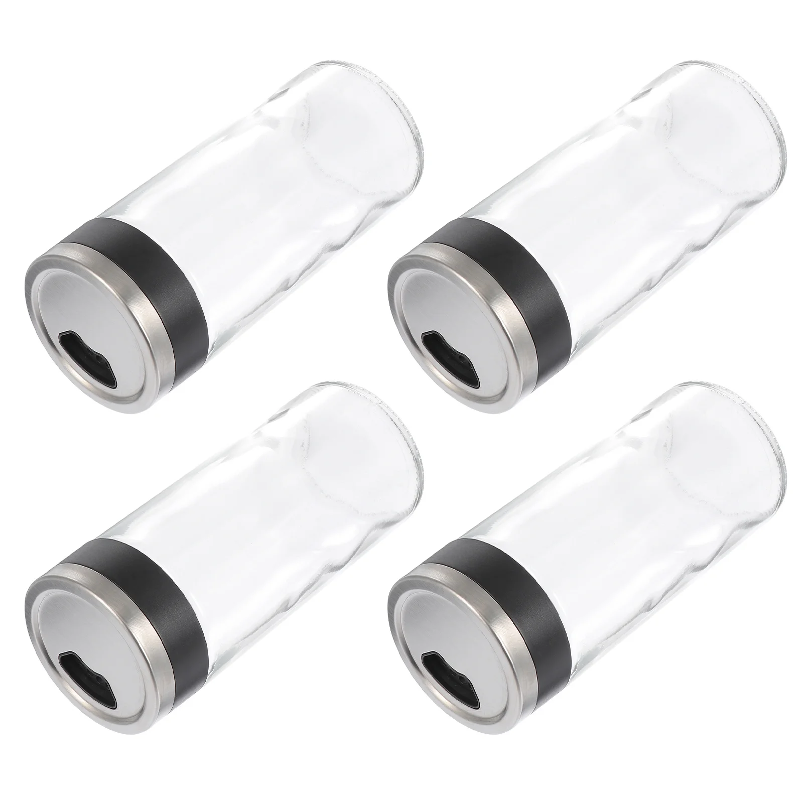 

4Pcs Glass Seasoning Bottles Kitchen Spice Jars Rotating Lid Salt Sugar Storage Tank Transparent Condiment Container