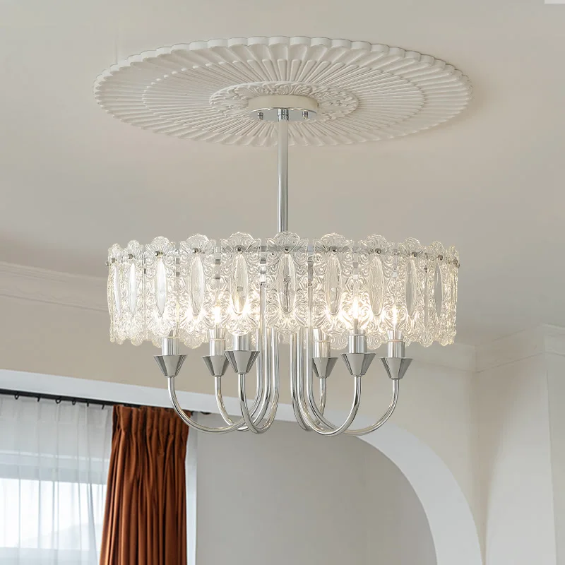French Vintage Bedroom Chandelier American Medieval Living Room Dining Room Study Cloakroom Chrome Crystal Cream Wind Lamps