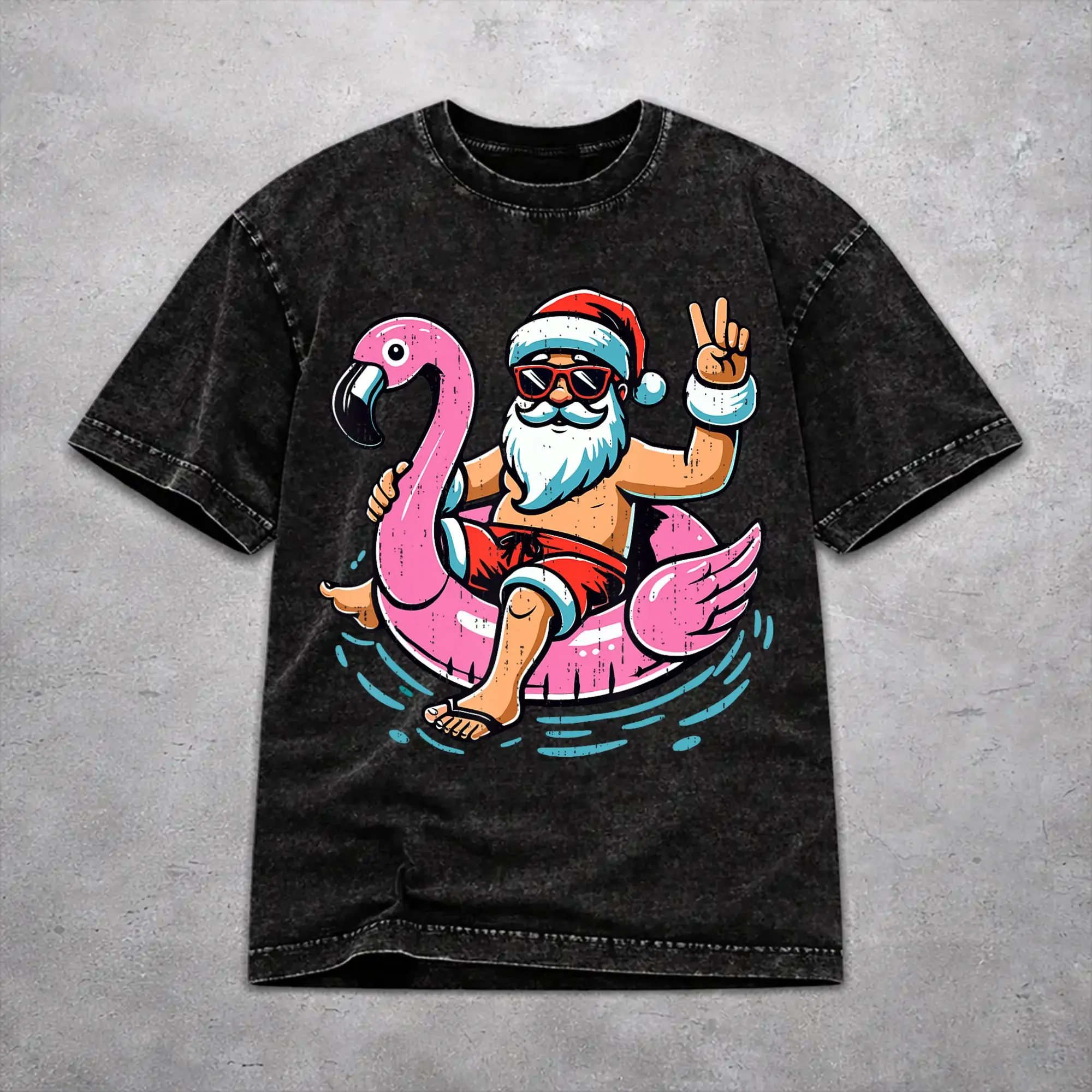 Hip Hop Christmas In July Vacation Merch T-Shirts for Men Women  Cotton Washed Tee Shirts Clothing