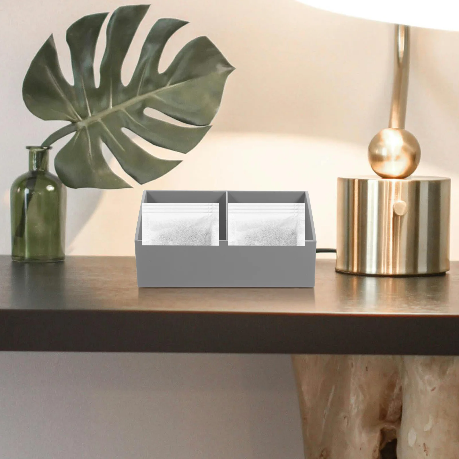 

Coffee Tea Storage Box Multifunctional Plastic Tea Bag Holder Sugar Packet Organizer Space-Saving Countertop Organizer for Hotel