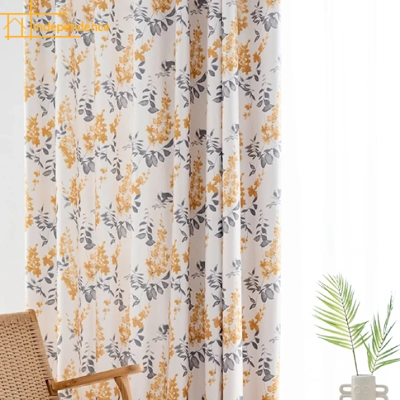 

American Pastoral Style Curtains for Living Room Bedroom Small Floral Semi-shading Curtain Custom Finished Partition Curtain