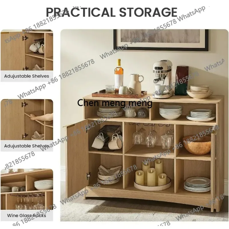 Coffee Bar Cabinet with Wine Glass Rack, 47.2
