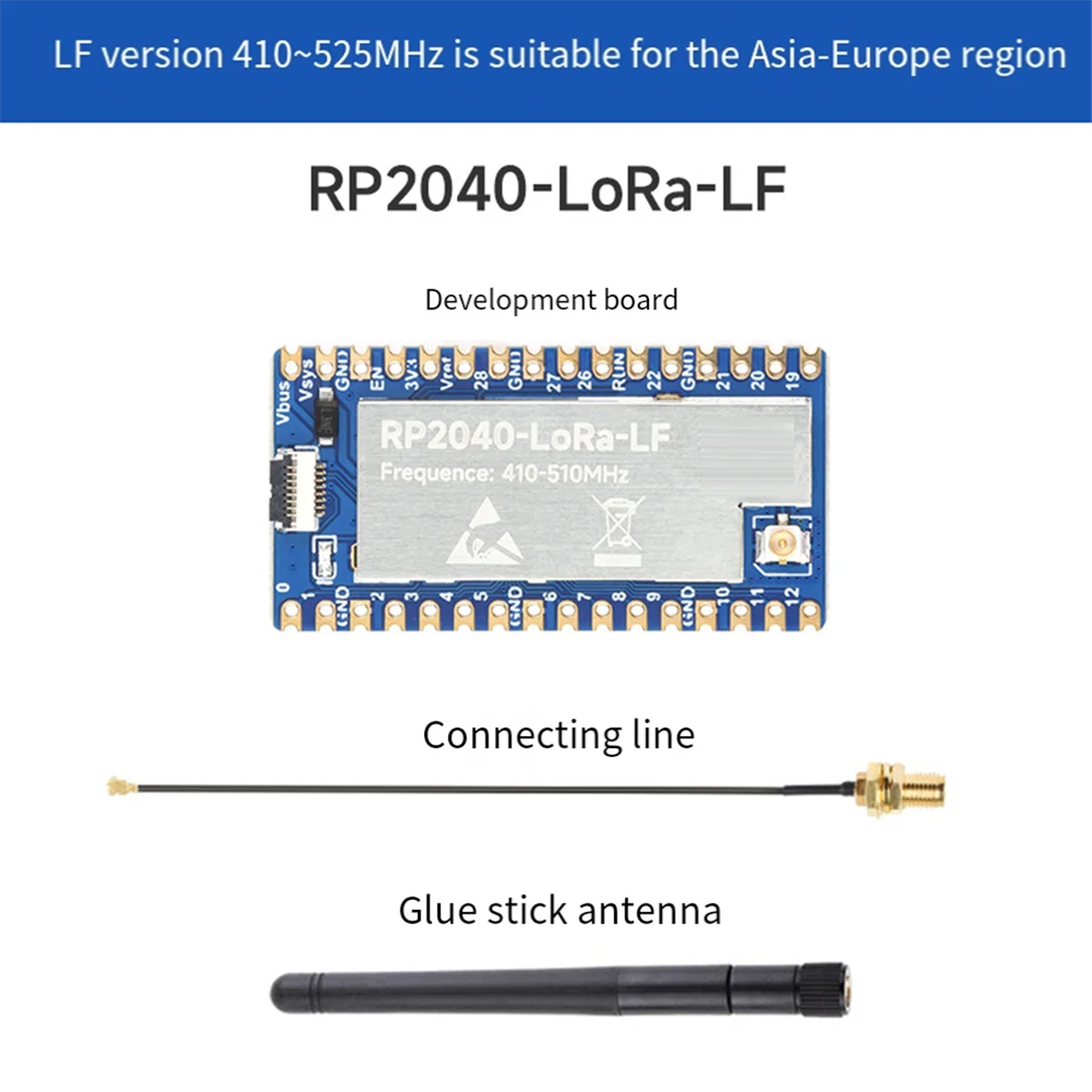 Placa de desarrollo LF RP2040-LoRa + antena SX1262 410-510Mhz, compatible con GFSK LoRa