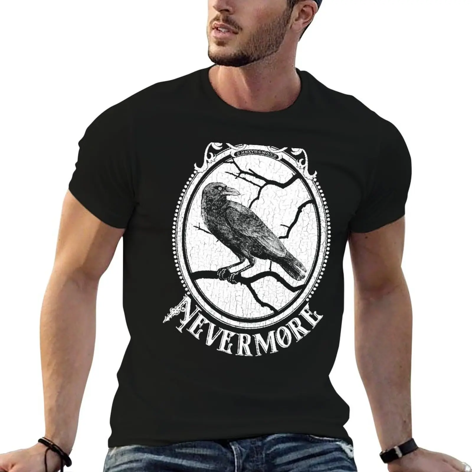 

slim Nevermore man for Gothic shirts brand Allan T-Shirt cotton men 100% fit luxury Edgar shirt Raven t t - Poe -