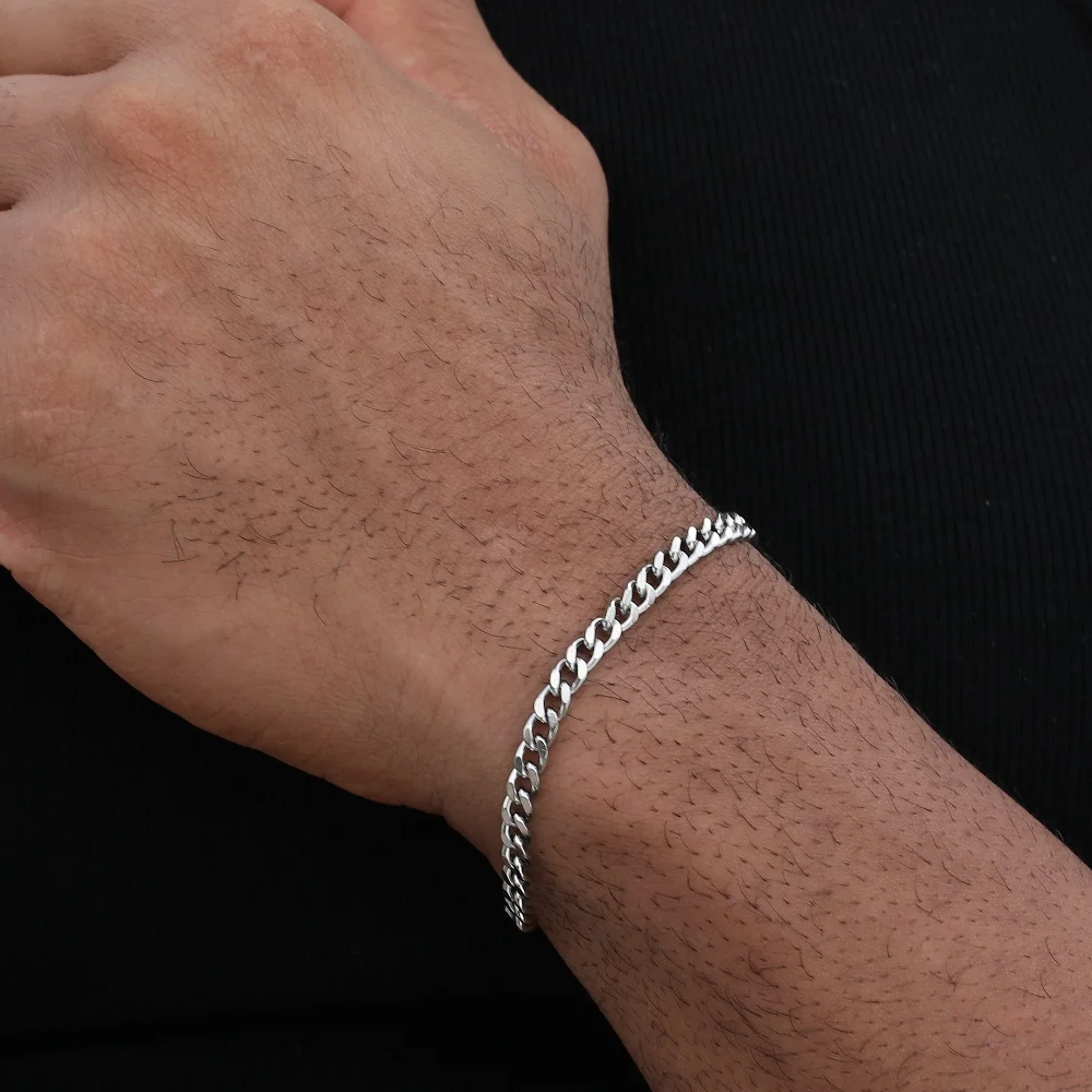 Goldfarbenes Edelstahl-Kubanerkettenarmband für Männer, einfaches Retro-Armband für Frauen, Hip-Hop-Schmuck, trendige Accessoires, Geschenk. – Detail 5