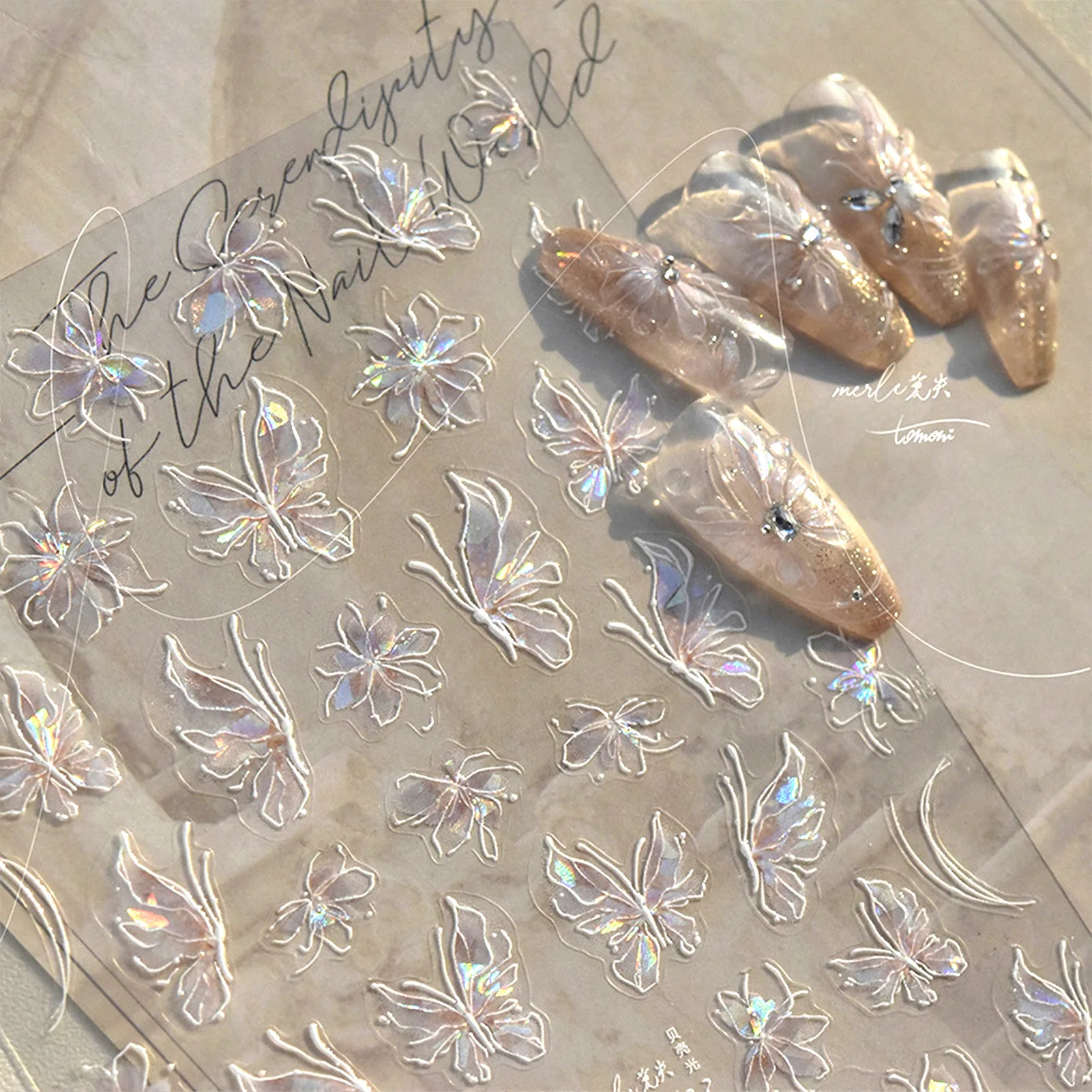 airy Butterfly Nail Stickers Aurora Butterfly Nail Decals Nail Art Stickers for Parties Wedding Dating