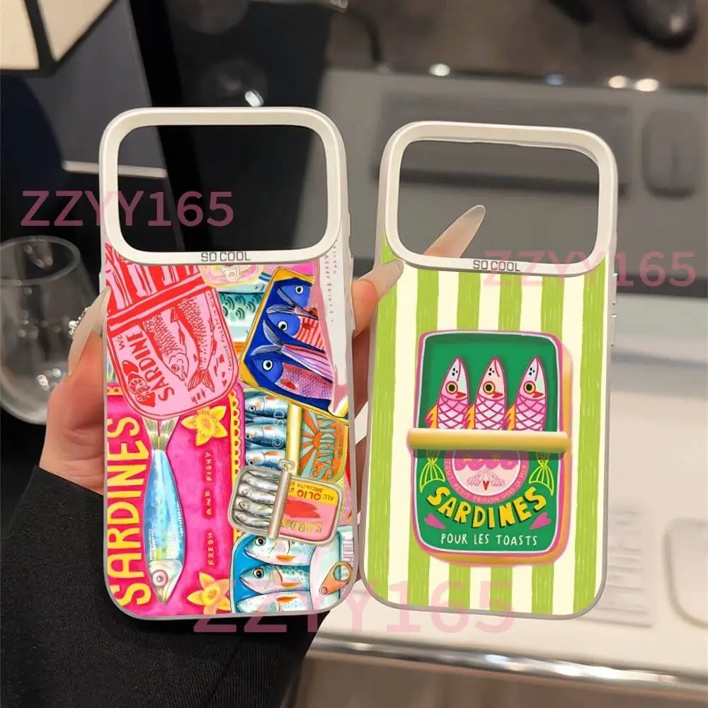 

Sardines Fish Cans Art For iPhone 17,16,15,14,13,12,X,8,Pro,Max,Plus,SE4,Air,Mini Anti-Slip Design White IMD Matte Case