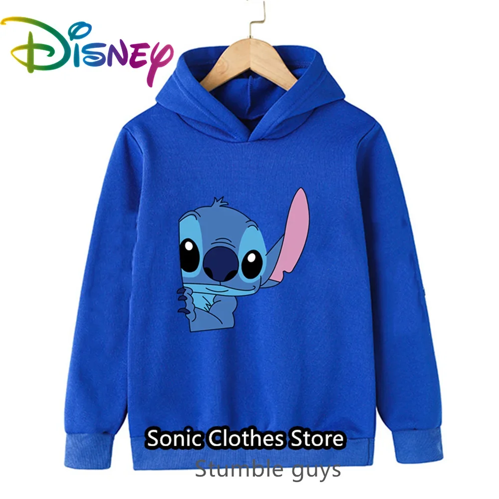 سترة بغطاء للرأس للفتيات من Stitch Disney Fall Kids ملابس رياضية كاجوال بطباعة Lilo & Stitch