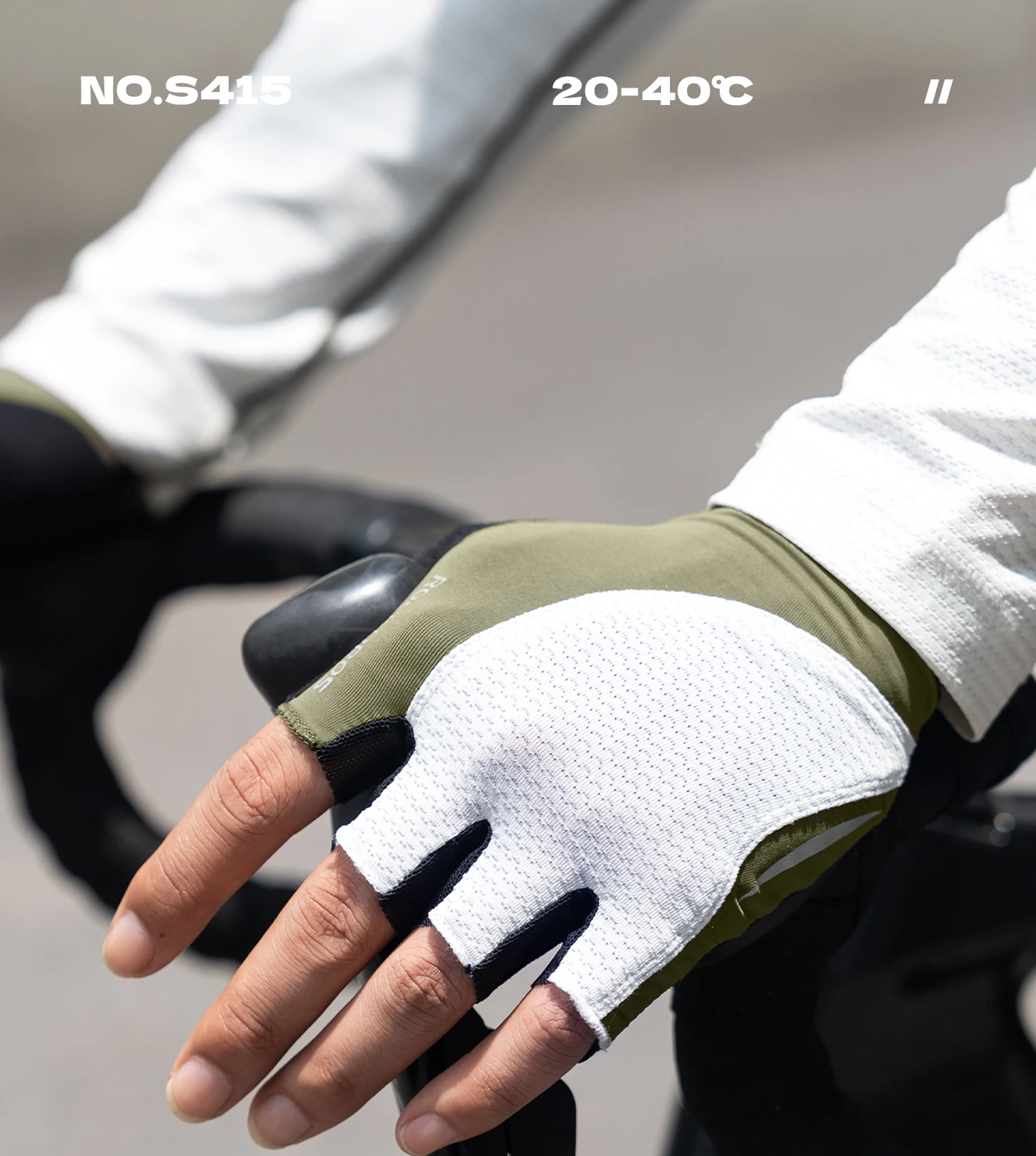 ROCKBROS Fahrradhandschuhe für Männer und Frauen, Sommer, atmungsaktiv, halbe Finger, rutschfest, SBR, stoßfest, photochromatische Fahrradhandschuhe – Detail 1