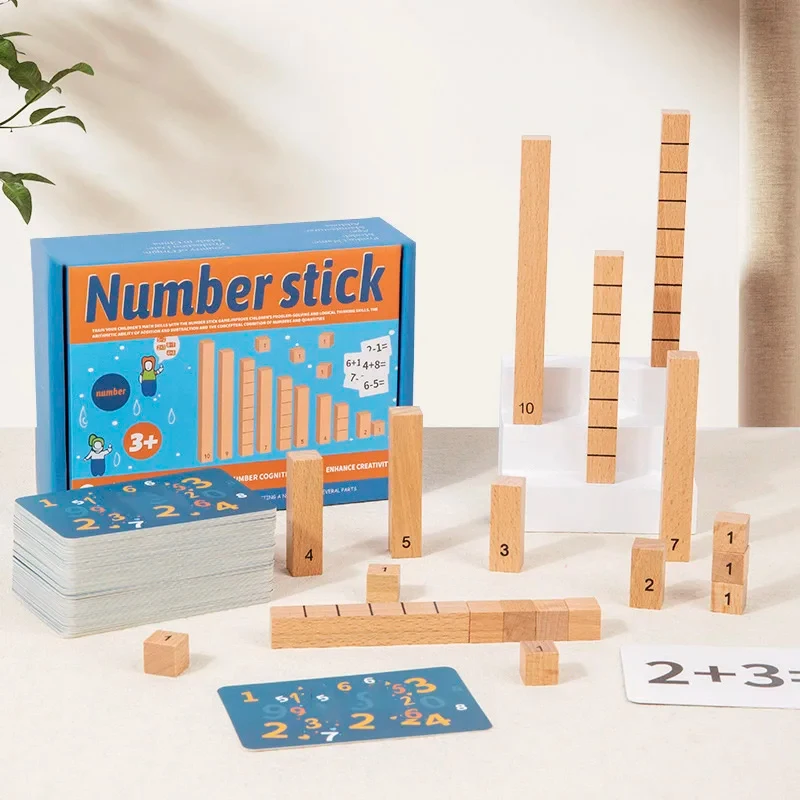Montessori Children's Wooden Number Stick Cognitive Matching Addition Subtraction Operation Logical Thinking Training Math Toys