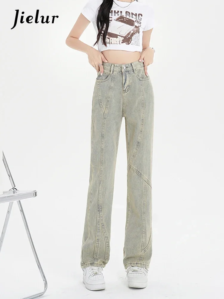 

Jielur Summer New Vintage American Women's Jeans Slim High Waist Fashion Jeans Woman Casual Loose Chicy Young Pants Female