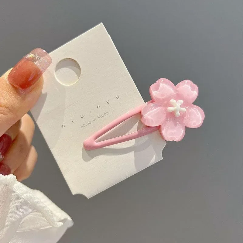 2Pcs/lot Pink Sakura Bobby Pins Hairpin Side Hair Clip Girl Women Cute Creamy Blue Flower Headwear Sweet Hairpins Ornament Gifts image 5