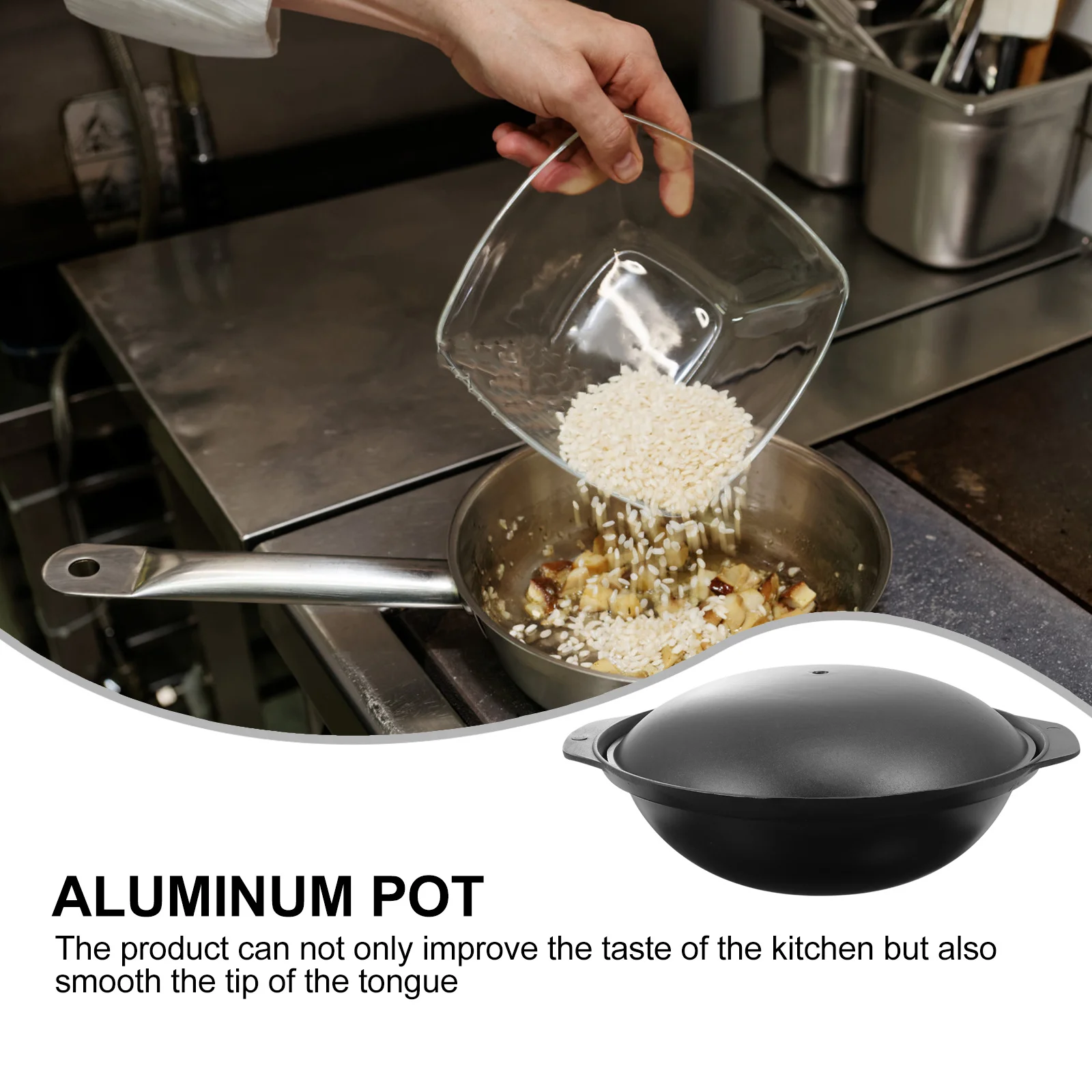 

1 set 1 Set Cast Aluminium Casserole With Lid Black Braised Chicken Rice Pot For Home Use High Temperature Resistant Soup Cooker