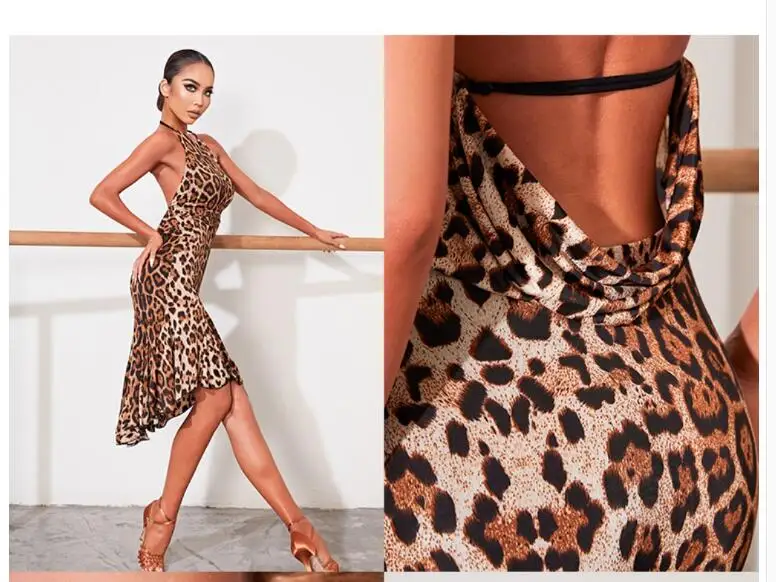 leopard black latin dress sexy latin competition latin dressTango Salsa Cha Cha Samba Rumba dress 2227