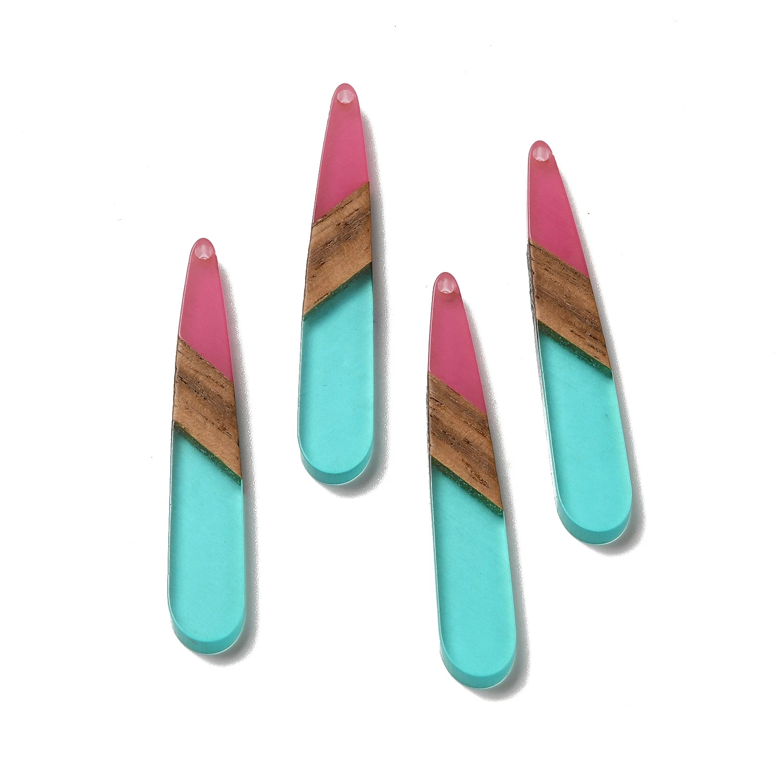 20pcs Resin Walnut Wood Pendants Vintage Teardrop Rectangle Charms for Jewelry Making DIY Bracelet Necklace Earring Craft