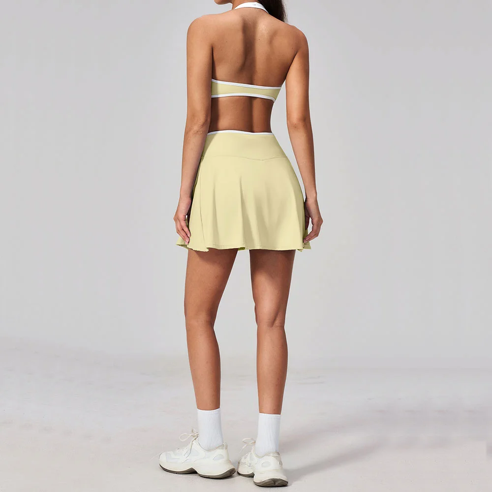 Summer 2pcs Women Yoga Wear Yoga Set Sports Fitness Suit Cycling Push Ups Workout Clothes Sports Underwear Yoga Skirt Sports Set