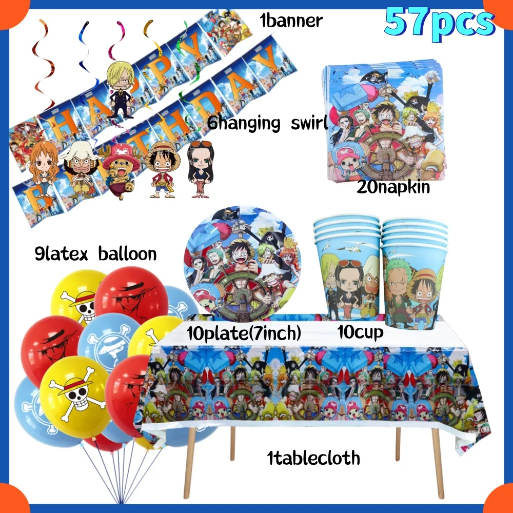 ワンピース ルフィ ゾロ 誕生日パーティー デコレーション テーブルクロス カップ プレート 帽子 キャンディボックス バルーン ベビーシャワー 男の子 パーティーアクセサリー