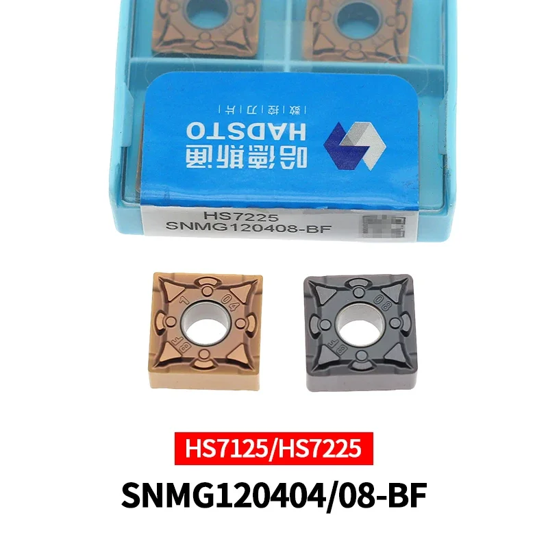 

10 шт. Оригинальные твердосплавные токарные пластины HADSTO SNMG120404-BF SNMG120408-BF HS7125 HS7225, режущие инструменты с ЧПУ для нержавеющей стали