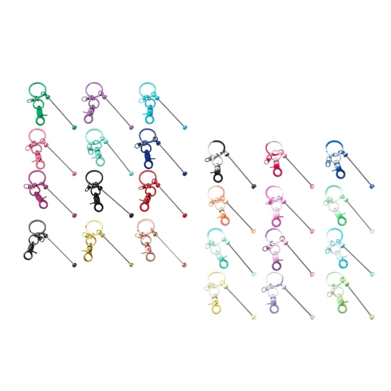 Charm Keychain Pendant Collection 12 Pcs Metal Rods Waterproof Bags and Cards R3MC