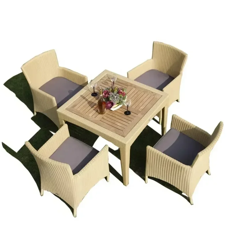 

Balcony outdoor terrace rattan table and chair set Willow terrace set hot selling