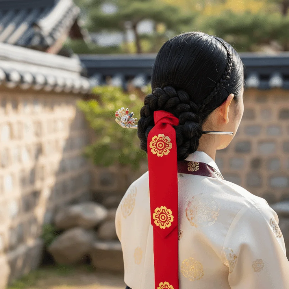 

Fashion Flower Korean Headband Ribbon Court Korean Hanbok Hairband Traditional Hair Clip Stage Dance Costume Hanfu