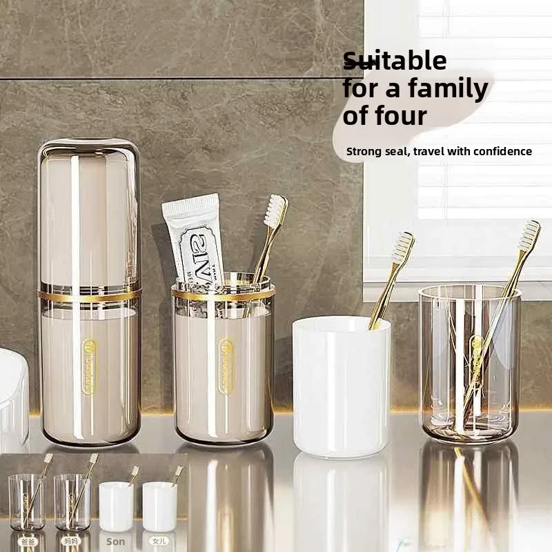 

Портативный дорожный набор для чистки зубов 4-в-1: стакан, емкость для мытья, пищевой пластик, для кемпинга и походов, легкий, компактный размер