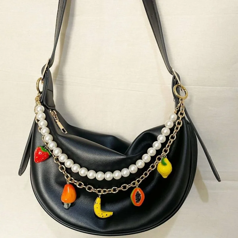 Double-Layer DIY Fruits And Vegetables Bag Chain Fashionable Ladies Hand Bag Pendant Bag Charm Chain Luxury  Accessories