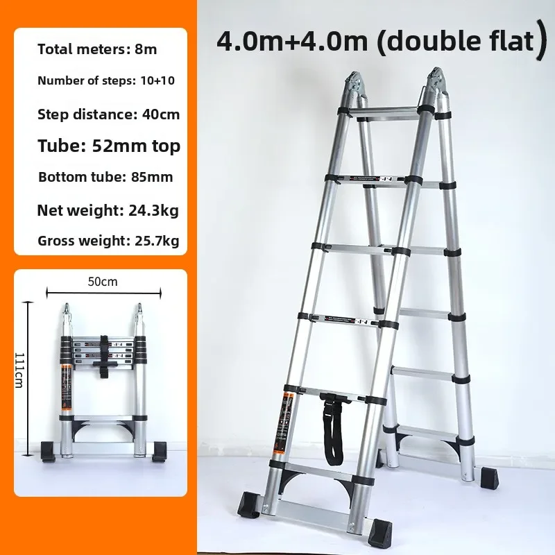 Multi functional aluminum alloy telescopic ladder, folding zigzag ladder, telescopic straight ladder, safety anti slip support
